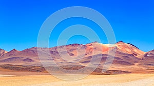 View of the beautiful mountain and Salvador Dali Siloli Desert in Uyuni Bolivia photo