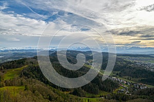 View on beautiful mountains as seen from Uetliberg in Switzerland