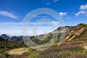 View of the beautiful Mt. Yokote of Shiga Kogen in autumn.