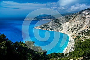 View of beautiful Myrtos beach on Kefalonia island, Greece