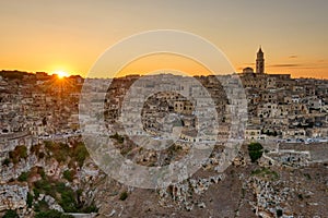 View of the beautiful old town of Matera