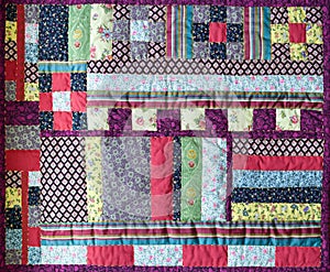 View of  beautiful patchwork quilt