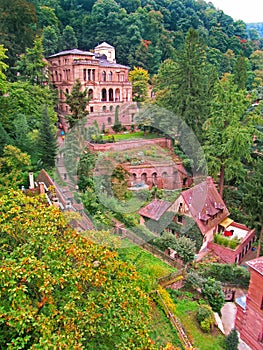 View of beautiful red castle Heidelberg