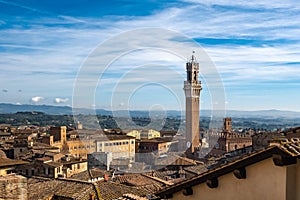 The view of the beautiful Siena skyline taken from the top of the Duomo