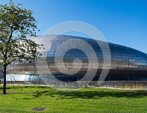 View of beautiful sports arena - palacio de deportes - in spanish city santander. photo