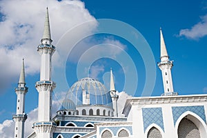 View of a beautiful Sultan Ahmad Shah public mosque with blue dome