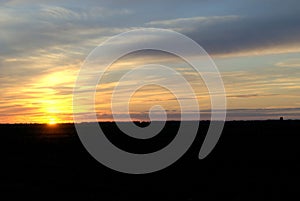 View of a beautiful summer sunset and clouds.