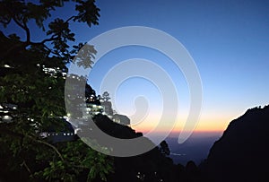 View of the beautiful sunset from Mata Vaishno Devi Temple, Katra