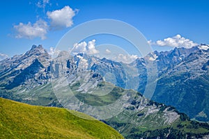 View on beautiful Swiss Alps as seen from Planplatten above Hasliberg