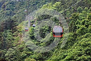 View of the beautiful Tianmen Mountains from the Cable Cars