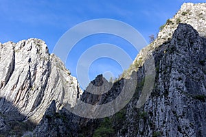 View of beautiful tourist attraction, lake at Matka Canyon in the Skopje surroundings. Macedonia