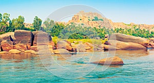 View of beautiful Tungabhadra River in Hampi