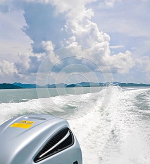 View behind the speed boat