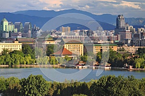 View of Beijing skyline,Beihai Park,