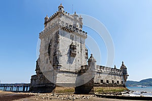 View at the Belem tower at the bank of Tejo River in Lisbon - Portugal photo