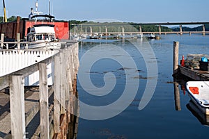 View of Belfast, Maine harbor in the summer