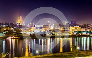 View of Belgrade downtown at night