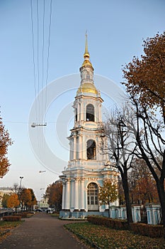 view of the bell dome of St. Nicholas Cathedral in St. Petersburg