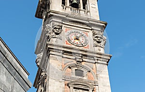 View of Bell tower of Bernascone at Romanesque Basilica of San Vittore church in Varese, Italy photo