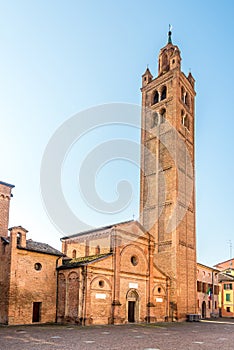 View at the Bell tower and Church of Sagra Santa Maria in Castello in Carpi, Italy photo