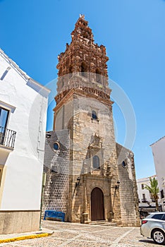 View at the Bell tower of San Miguel church in the streets of Jerez de los Caballeros - Spain photo