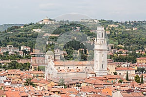 View from the bell tower Torre Dei Lamberti in Verona