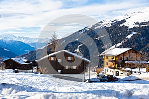 View of the Bellwald ski resort