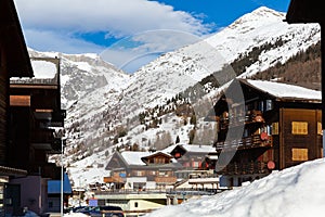 View of the Bellwald ski resort