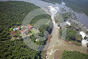 View of Belmond Hotel das Cataratas and Iguazu Falls, Brazil photo