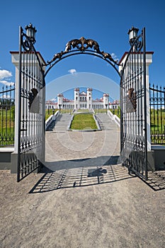 View of belorussian tourist landmark attraction - ancient Kossovo Castle and park complex. Kossovo, Brest region, Belarus photo