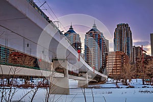 Bridge Over A Winter River In Calgary