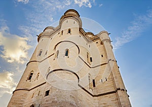 View from below of a Donjon de Chateau in Vincennes castle photo