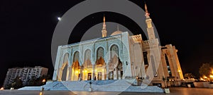 Panoramic view of a Mosque at night in Constantine. Algeria
