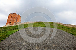 View from below the hill of the Gediminas Tower, Vilnius, Lithuania