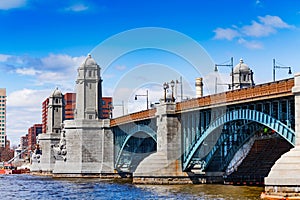 View from below of Longfellow Bridge over Charles