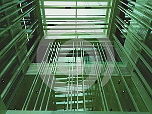 View of below the transparent roof inside building include glass window, steel and Aluminum alloy-Interior design and