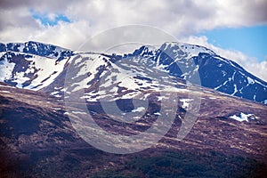 View of the Ben Nevis Range at Fort William in the Highlands of Scotland