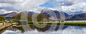 View of the Ben Nevis Range at Fort William in the Highlands of Scotland