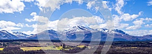 View of the Ben Nevis Range from Spean Bridge in the Highlands of Scotland