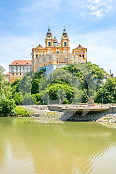 View at the Benedictin Abbey with Danube river in Melk - Austria