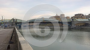 View from Berezhkovskaya Embankment on the Moscow River and the Bridge of Bogdan Khmelnitsky