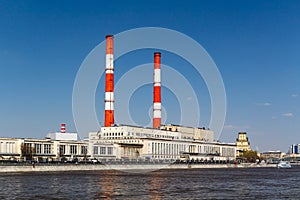 View of the Berezhkovskaya Embankment from the side of Novodevichya Embankment in Moscow