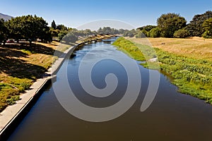 A view of the Berg River flowing through Paarl, South Africa