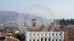 View of of Bergamo city from Campanone Torre civica bell tower