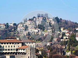 view of Bergamo city and Castello San Vigilio