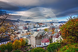 View of Bergen city in autumn