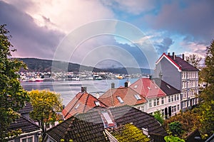 View of Bergen city in autumn