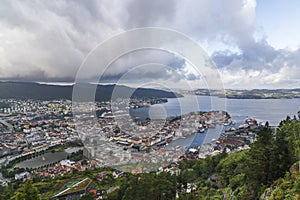 The view of Bergen from Floyen Mountain