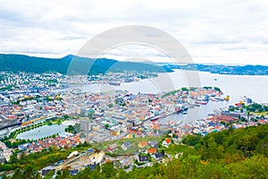 View on Bergen and harbor from the mountain floyen...IMAGE