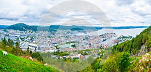 View on Bergen and harbor from the mountain floyen...IMAGE